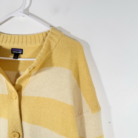 Patagonia Yellow Boxy Rib-Knit Recycled Wool Blend Sweater Cardigan Jacket Large - Picture 6 of 15